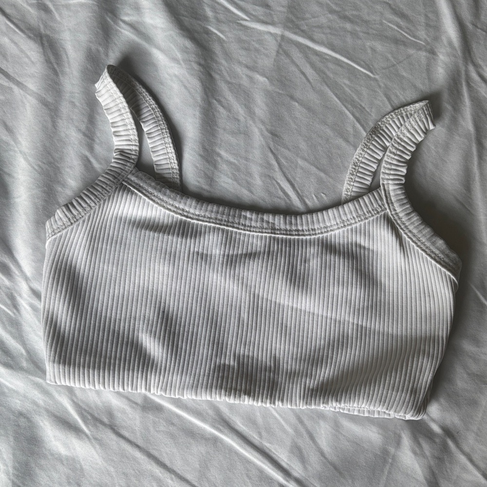 Year of Ours White Ribbed Sports Bra